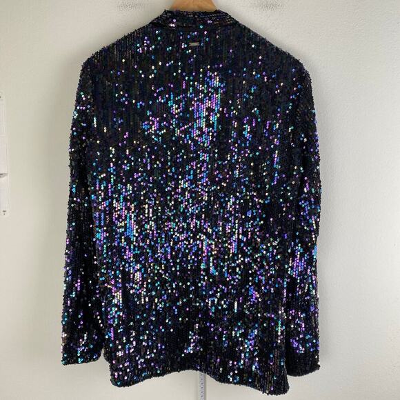 Armani Exchange Sequin Blazer Size 8 Black Statement Jacket Festive - Picture 8 of 13